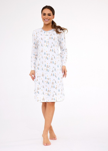 Damen-Nachthemd 777/436 Cornette Fox 3 ecru – Baumwolle, Druckknöpfe, bequemer Schnitt