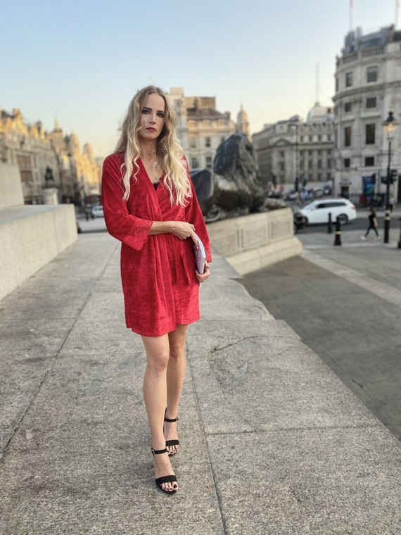 457 Milagros Damen Kurzer Morgenmantel Forex - rot