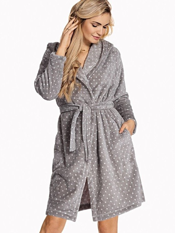 546 Melanie Damen Kurzer Morgenmantel Forex - grau