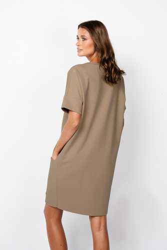 Karina Damen-Tunika mit kurzen Ärmeln Italian Fashion - camel