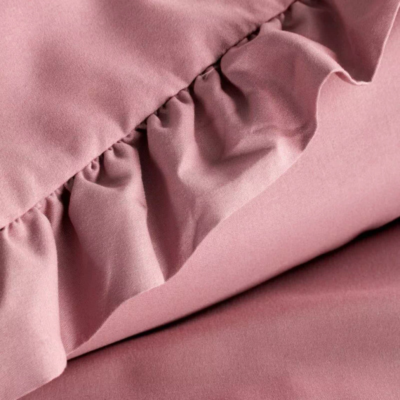 Eurofirany MI Mikrofaser-Bettwäsche mit Rüsche, weich, mit Reißverschluss, rosa