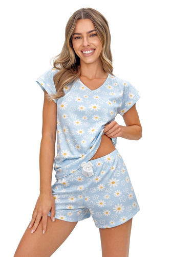 Damen Pyjama Donna 3/4 Margaret Baumwolle Kurzarm Blumenmuster