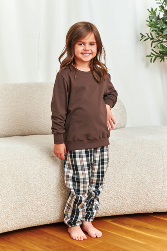 7335 Doctor Nap Kinderpyjama – Baumwolle und Flanell, Unisex, Brownie-Karomuster