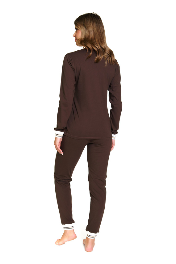 Doctor Nap 4504 – Damen-Pyjama aus Baumwolle mit Rippbündchen – Stil und Komfort für jeden Tag – Brownie