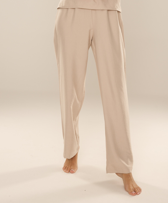 Maeve 875 De Lafense Damen Pyjamahose - lang, einfarbig, mit Taschen - sand
