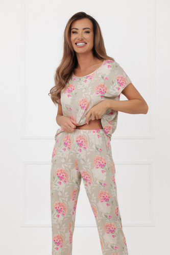Damenpyjama HARMONIA Italian Fashion Kurzarm lange Hose Viskose