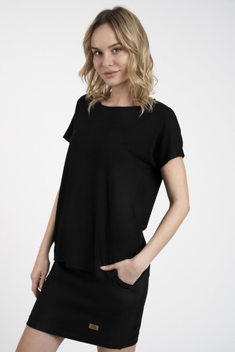 Ksenia Kurzarmbluse Italian Fashion - schwarz