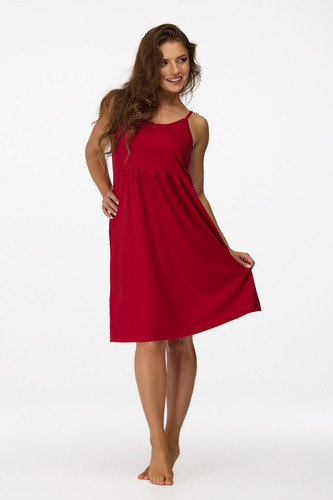 Ja. 26 Burgunderrotes Umstandsnachthemd von Senizo – 100 % Baumwolle, Reißverschluss zum Stillen, Träger