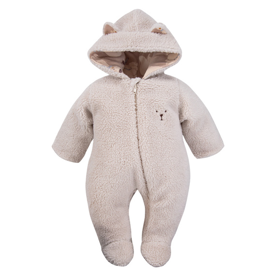 Beary Cool Eevi Babyoverall – Lammfell, beige, mit Ohren und Reißverschluss