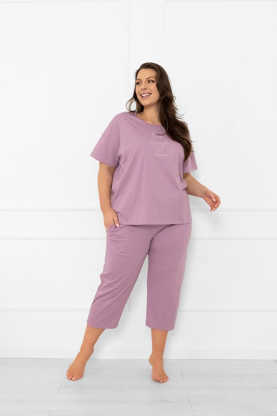 Damen Schlafanzug Ksara - kurzarm, Hose 3/4, Baumwolle Italian Fashion - heather 