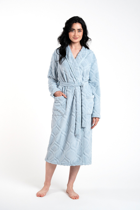 Morena Damen Fleece Morgenmantel Italian Fashion - blau 