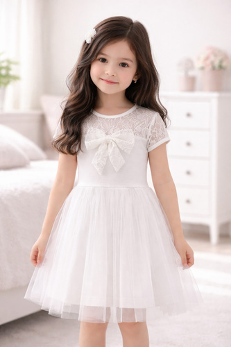 Mädchenkleid Emilka Bambarillo Spitze Tüll elegant ecru
