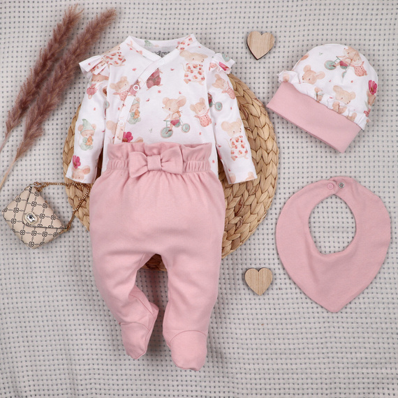 Babyset NINI Little Mouse Bio-Baumwolle Body Strampler Mütze Mädchen