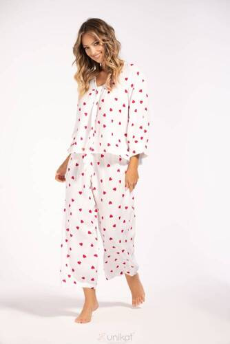 Udine Damen-Pyjama aus Musselin. Einzigartiges weißes Muster