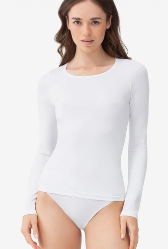 Gatta T-Shirt L 2635 weiße nahtlose Damen-Tunika mit langem Ärmel aus Mikrofaser