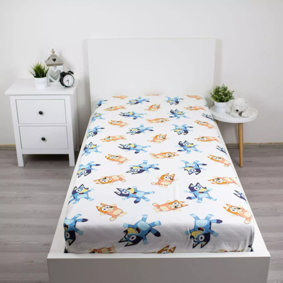 Baumwoll-Spannbettlaken 90x200 Bluey 061 Jerry Fabrics Weiß
