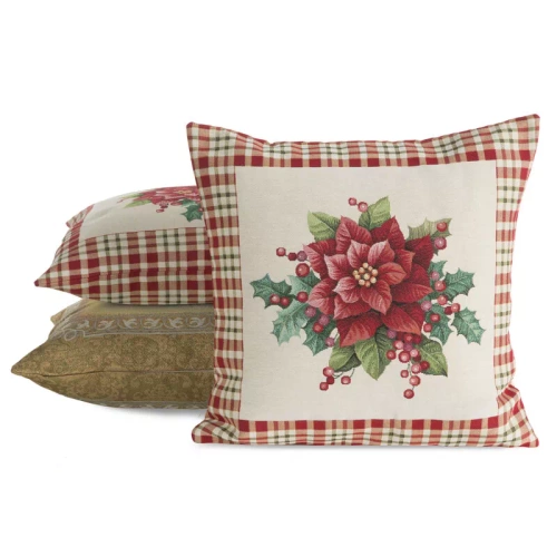 Chp 1273 Weihnachts-Wandteppich-Kissenbezug, Blumen, Eurocurtains, beige