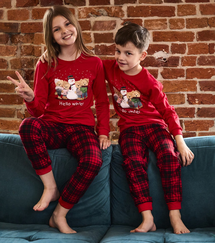 593/171 966/171 Winter-Cornette-Jungenpyjama – Weihnachten, Rot, Baumwolle