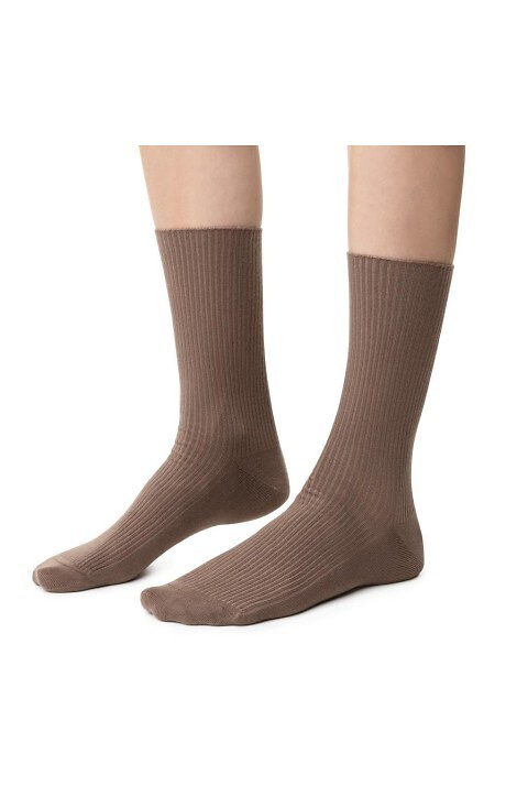 Kunst. 062 Damensocken Steven 013 dunkelbeige - gerippt, druckfrei, Baumwolle