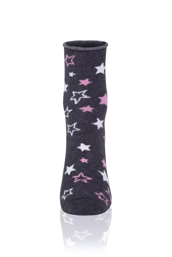 S143D Antilia Lange Socken Italienische Mode - dunkel melange/weiß/rosa