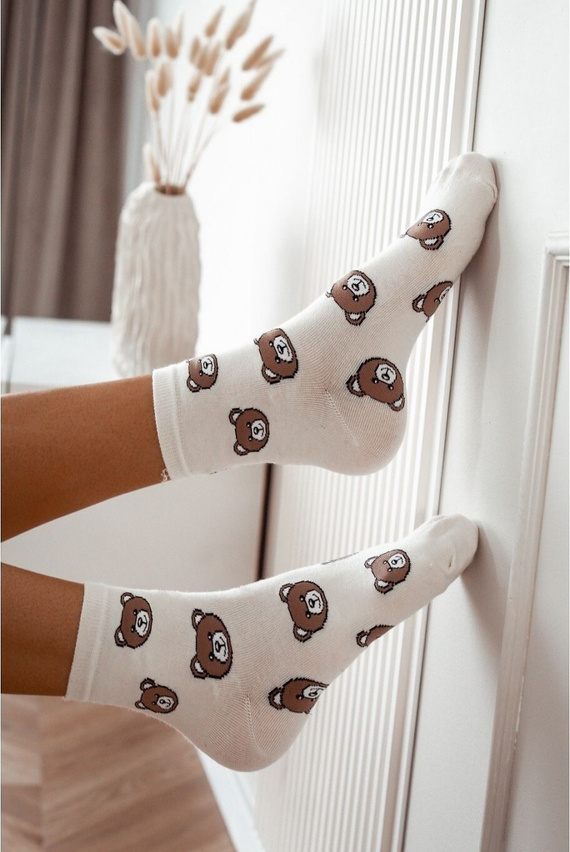 0200-009 Teddy Bears Heads Damensocken Milena ecru