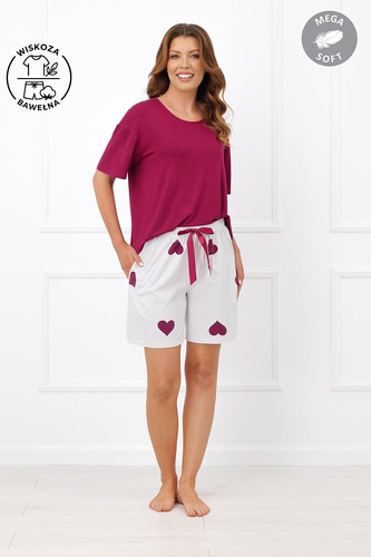 Italian Fashion Kioga Damenpyjama Viskose Mega Soft Shorts mit Herzen