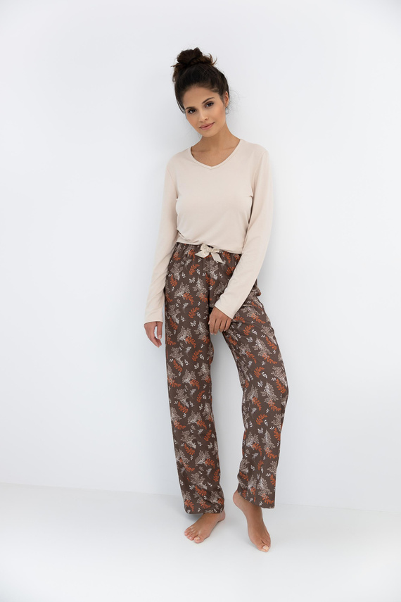 Shelby Sensis-Pyjama für Damen – Viskose, langärmeliges T-Shirt und gemusterte Hose