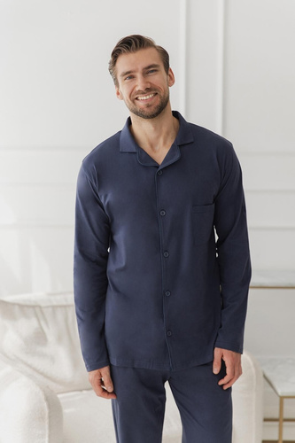 3474 Lorenzo Herrenpyjama Taro-Jeans – Baumwolle, lange Hose, Taschen