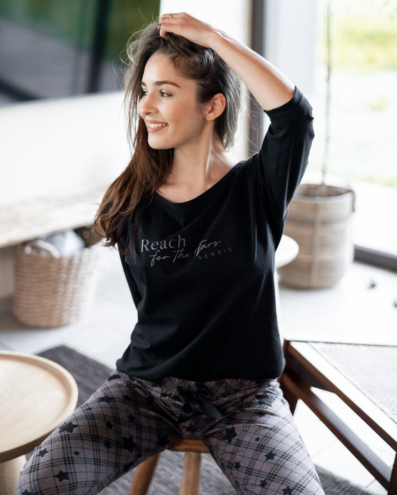 Sensis Reach For The Stars Damenpyjama – schwarzbraun