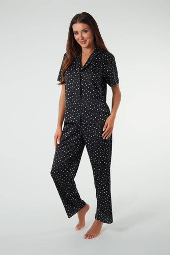 Ria Damen Schlafanzug kurzarm, lange Hose Italian Fashion - Druck