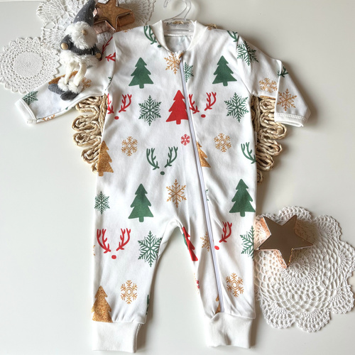 Mamatti Babystrampler PS01 Frohe Weihnachten – Ohne Füße, mit Reißverschluss