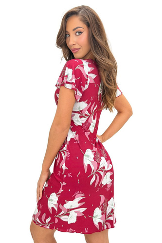 Donna Brigitte II Nachthemd bordeaux Viskose Spitze Langarm
