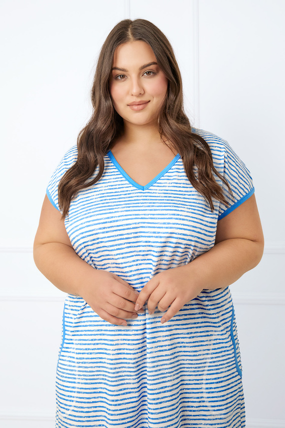 Flota Damen Kurzarm-Shirt Italian Fashion - blauer Druck 