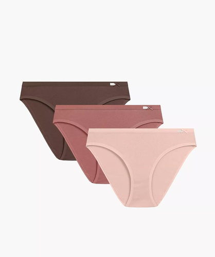 Atlantic 3CLP-002/Z26 Sport Damen Baumwoll-Slips 3er-Pack Klassisch Rosa-Hellbraun