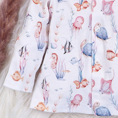 ABN-5482 Underwater World Nini Babykaftan – Bio-Baumwolle, bequeme Druckknöpfe