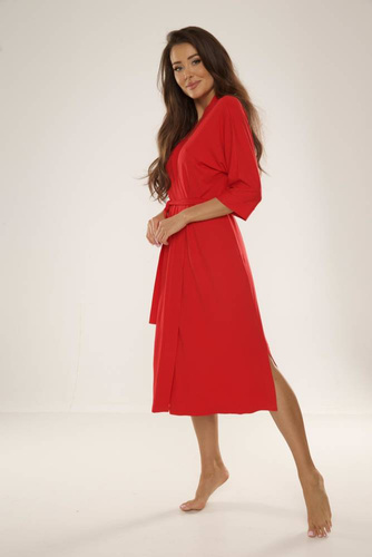 942 Visa Langer Bademantel De Lafense - rot 589