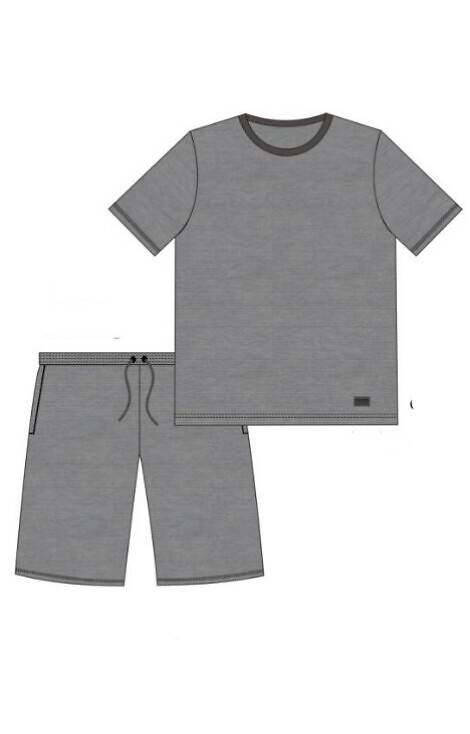 925/178 Tom Herren-Kurzarmpyjama, Cornette-Shorts, grau