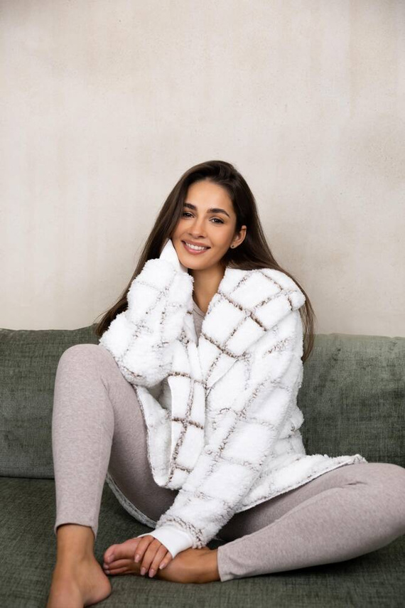 Sensis Delphine Cardigan – weiß-kariert