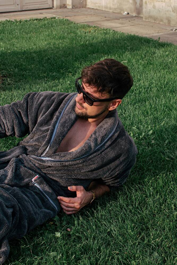 716 Rafael Herren Bademantel De lafense - graphit