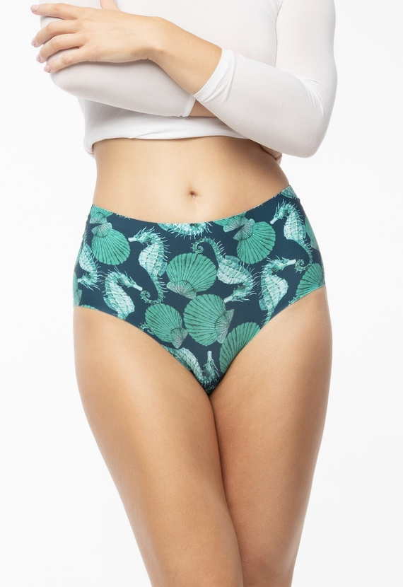 Sea Story Simple Maxi Julimex Damenhöschen – glatt, hoch tailliert, bequem, grün