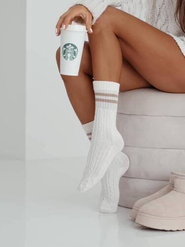 1542-001 Braid Milena Damensocken – ecru