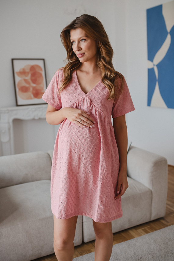 Flower Power Milk&Love Umstands- und Stillnachtkleid Boho Staubiges Rosa