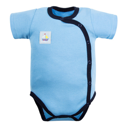Ships Eevi Baby-Body mit blauem Umschlag – 100 % Baumwolle, kurze Ärmel