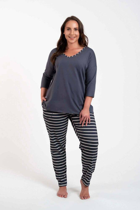 Betty Damen Schlafanzug 3/4 Ärmel, lange Hose Italian Fashion - graphite/graphite print