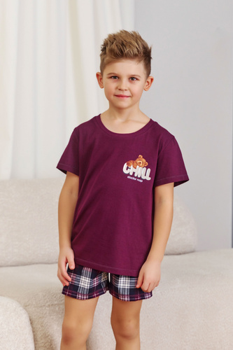 7202 „Chill“ Unisex Doctor Nap Kinderpyjama – Burgunderrot