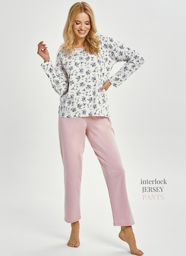 Martina 3451 Taro Damenpyjama, weiß, 100 % klassische Baumwolle