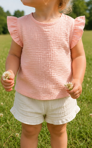 Mamatti BL50106 Musselin Kinderbluse leicht & luftig aus Baumwolle Sommer