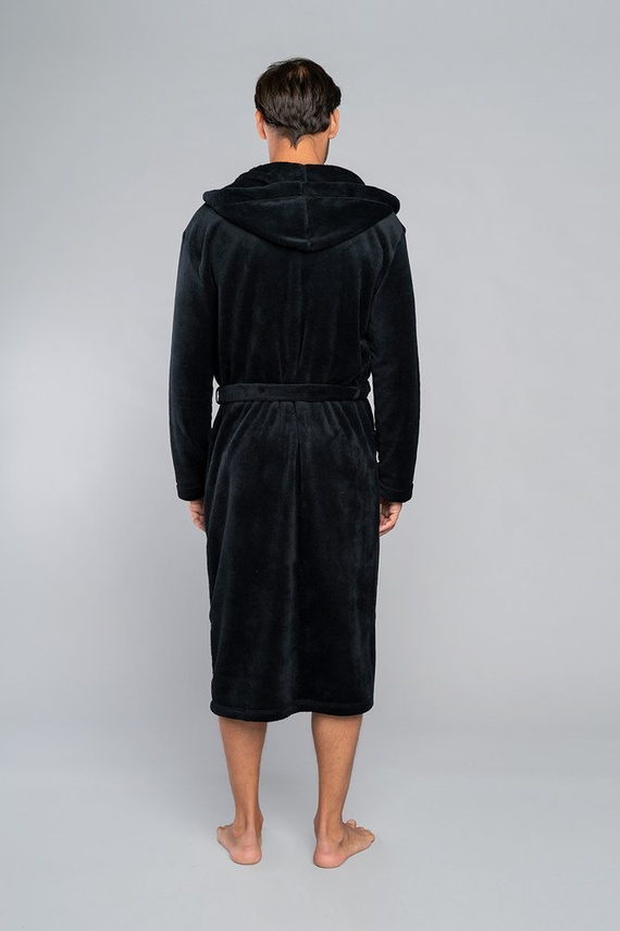 Mimas Herren Bademantel mit Kapuze Italian Fashion- grau 