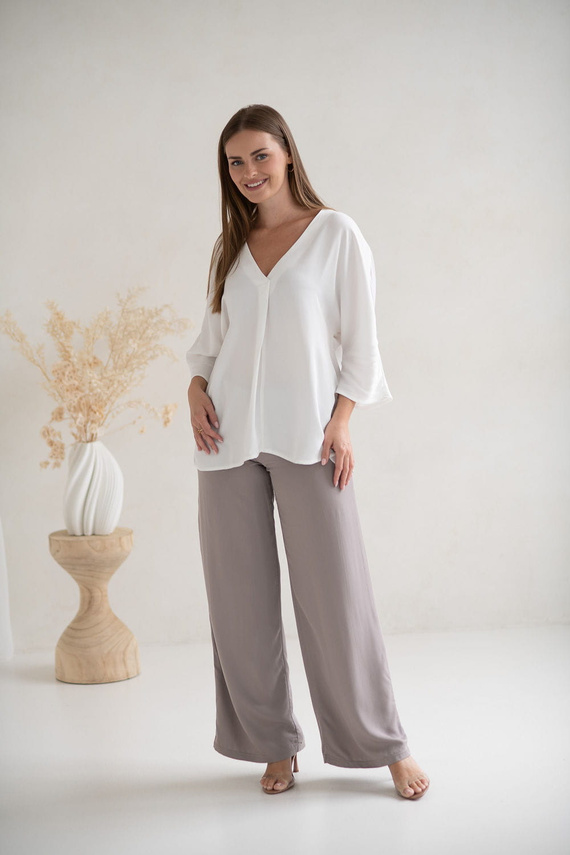 Mamafullness Milk&Love Umstands-Stillbluse weiß – Viskose, 3/4 Ärmel, Übergröße