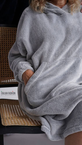 Forio Deckenbluse mit Kapuze unisex Italienische Mode - grau